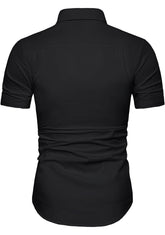 Mens Casual Half Sleeve Silver Button Shirt